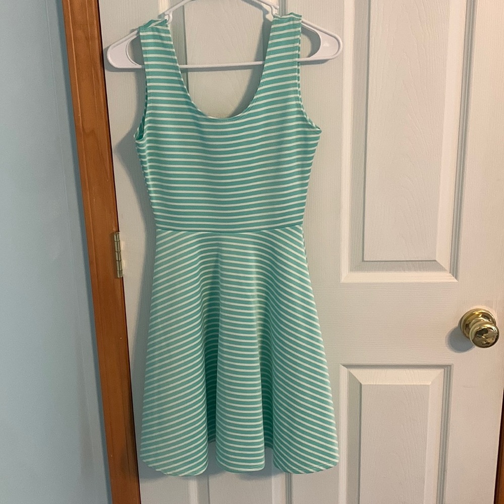 striped aqua dress